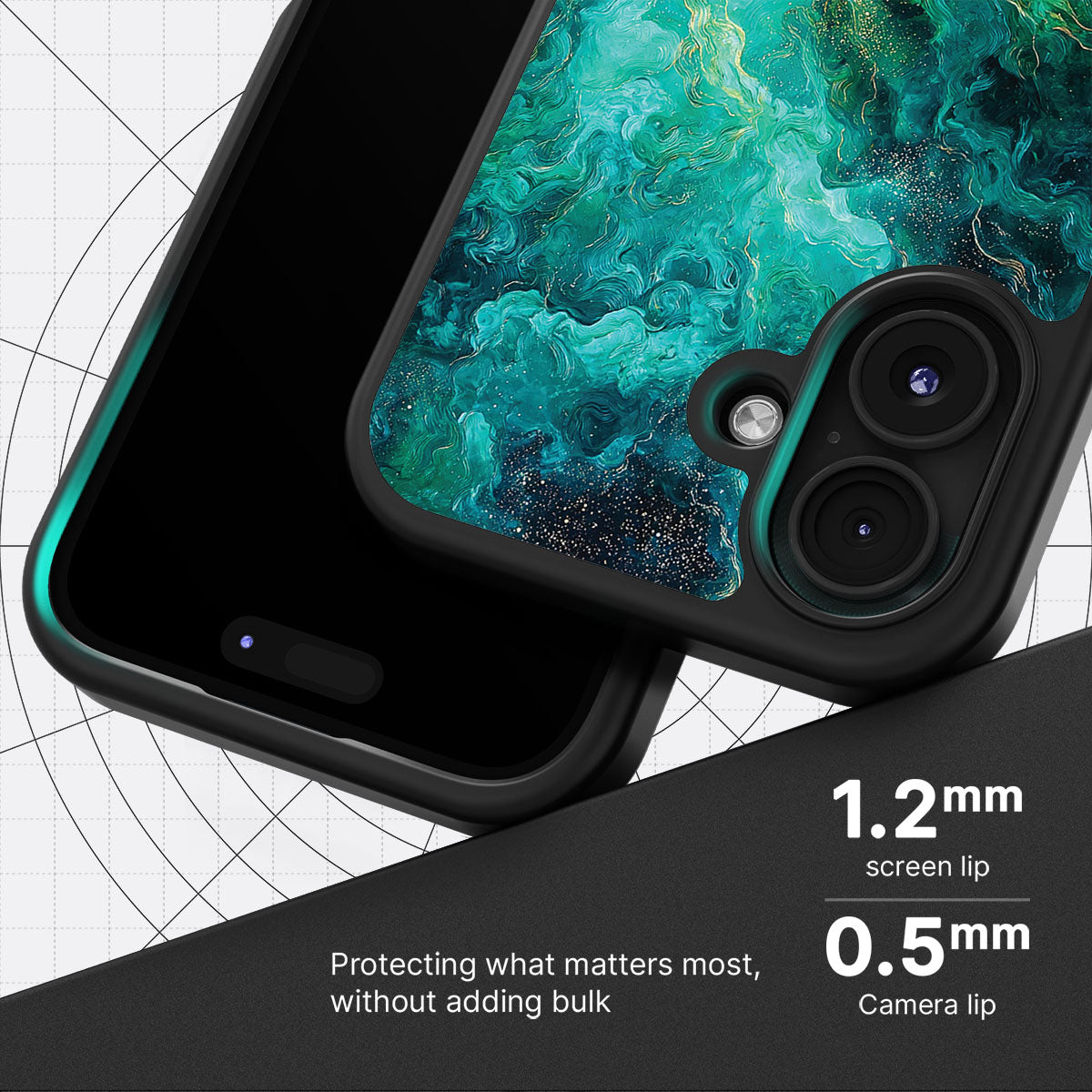 Emerald Storm slim iPhone 17 phone case