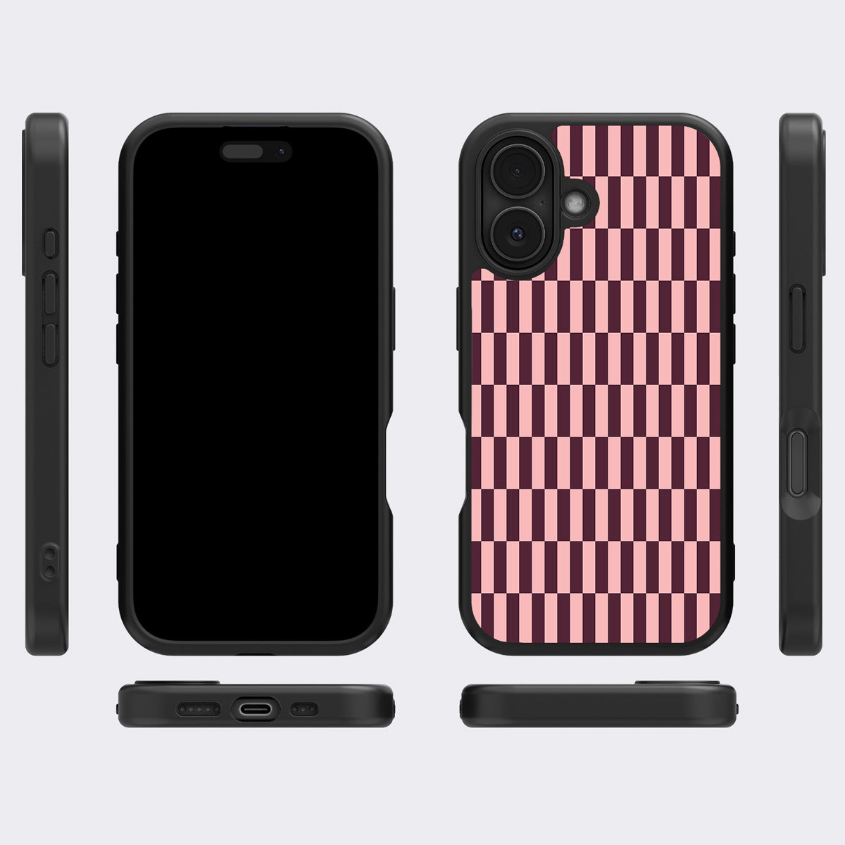 Garnet Stack iPhone 17 case cover – multi-angle view