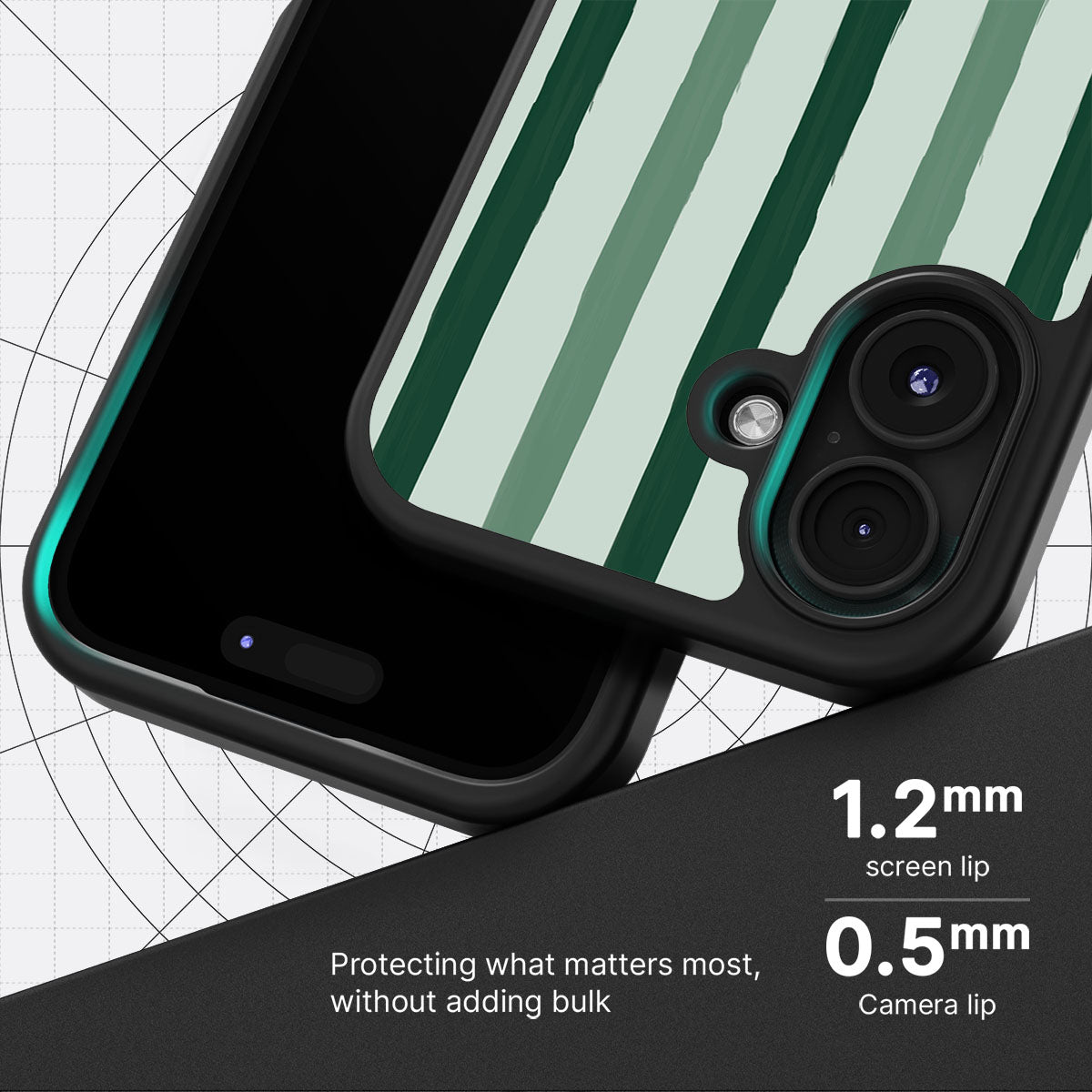 Green Watercolor Stripes - iPhone 17 Case #case type_core (magsafe), #case type_core (non magsafe)
