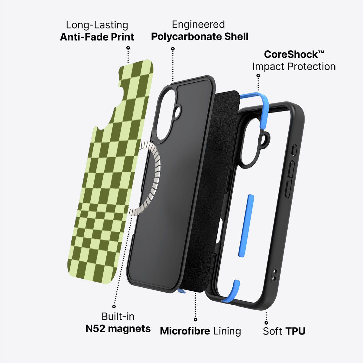 iPhone 17 case construction – Olive Meadow phone case