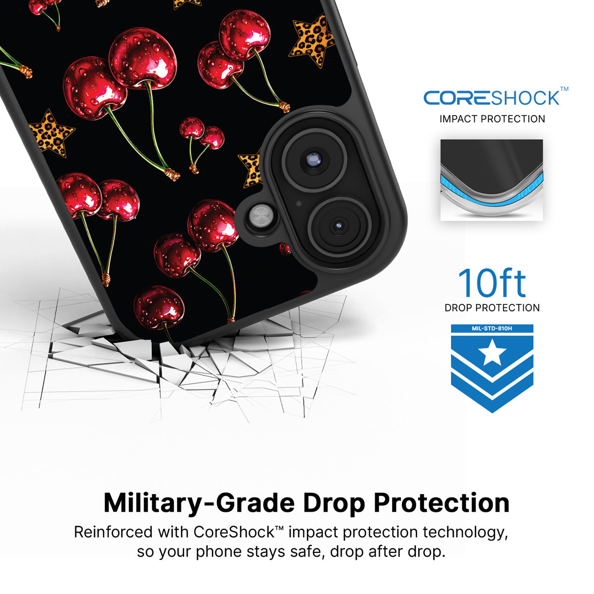 Rebel Cherry iPhone 17 case with drop protection