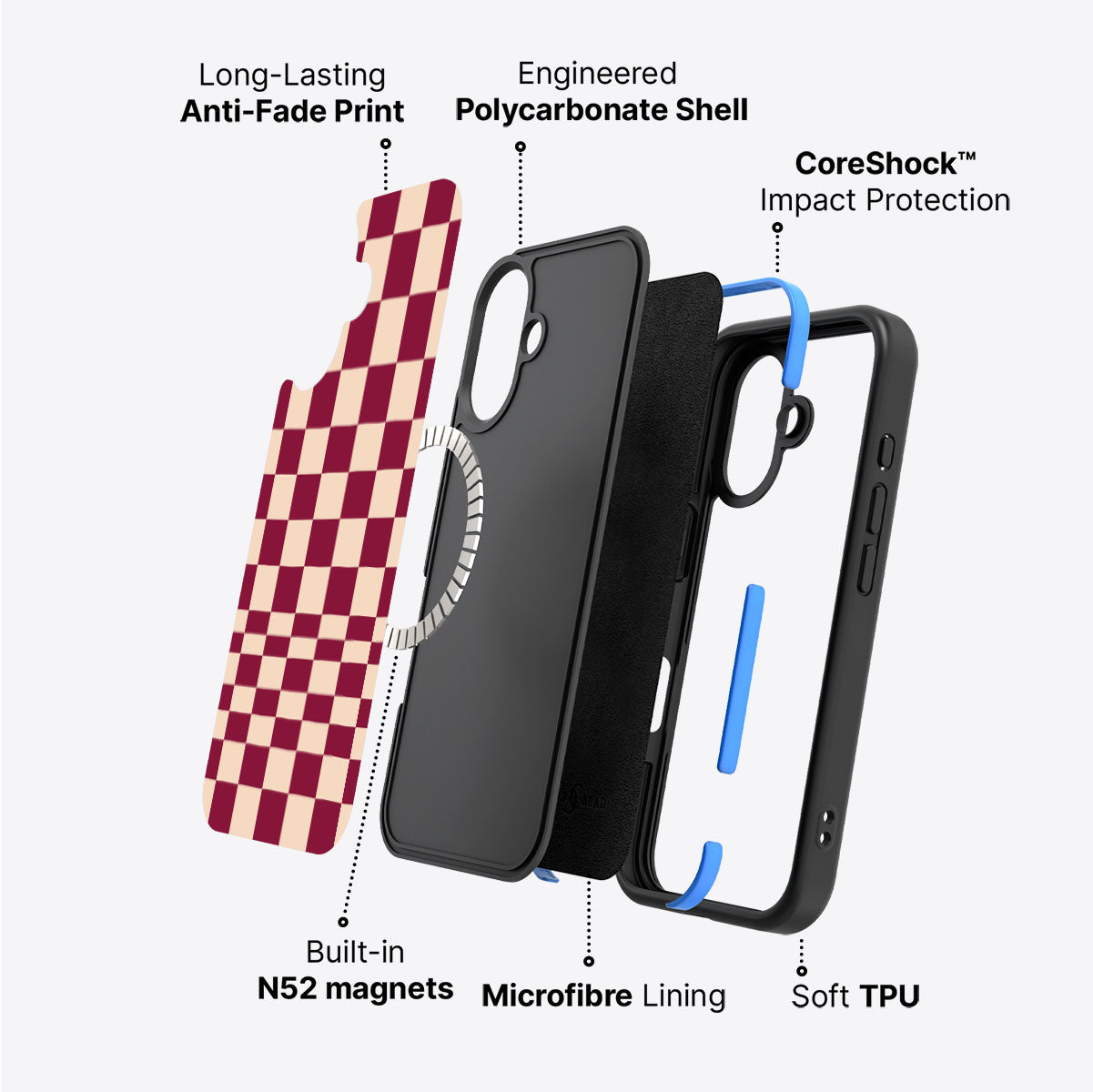 iPhone 17 case construction – Rouge Board phone case