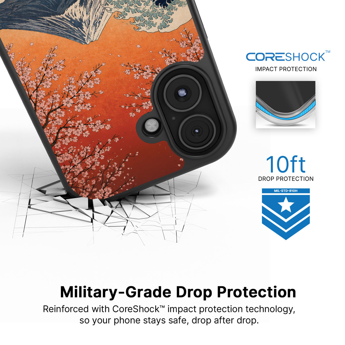 Sakura Coast iPhone 17 case with drop protection