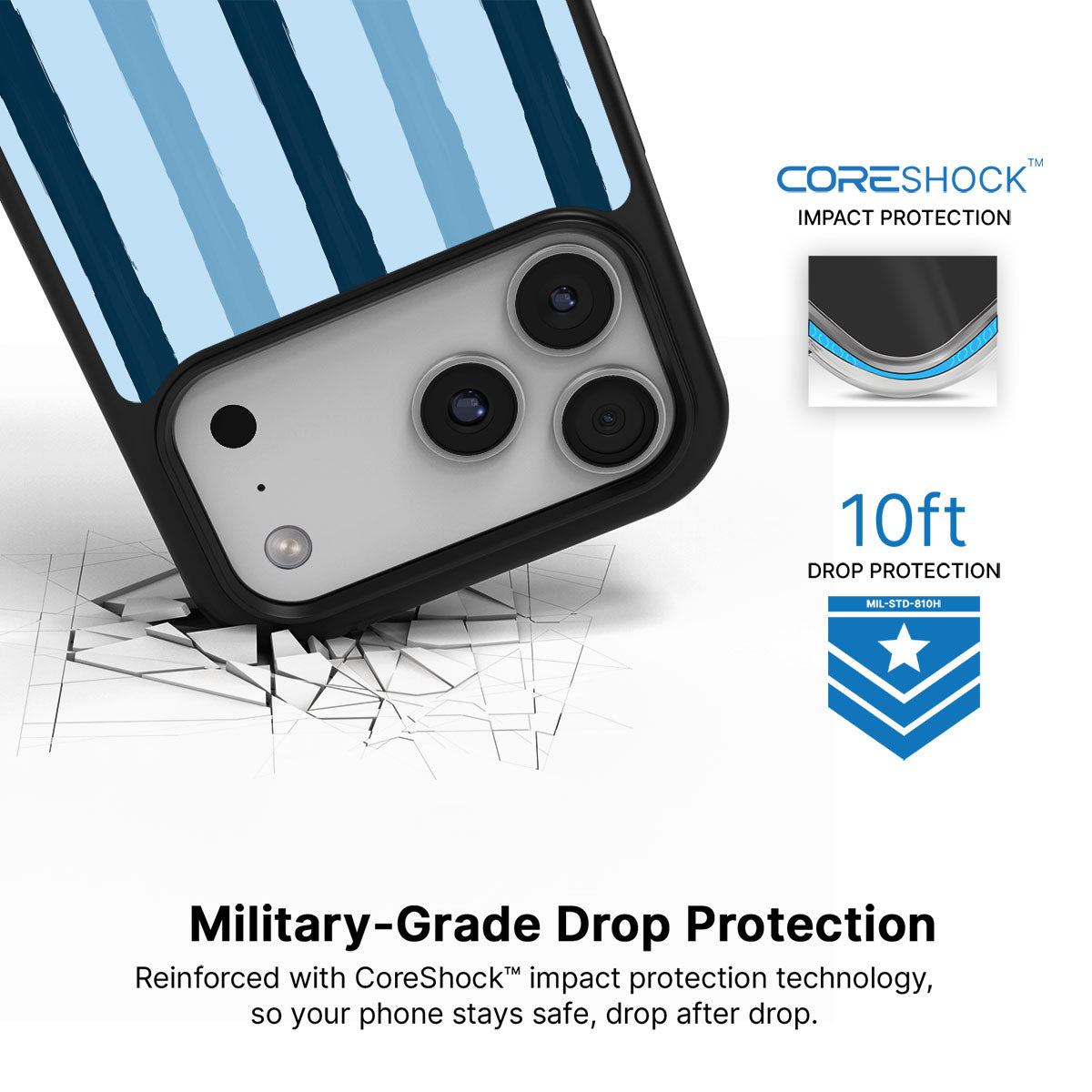 Blue Watercolor Stripes - iPhone 17 Pro Case #case type_core (magsafe), #case type_core (non magsafe)