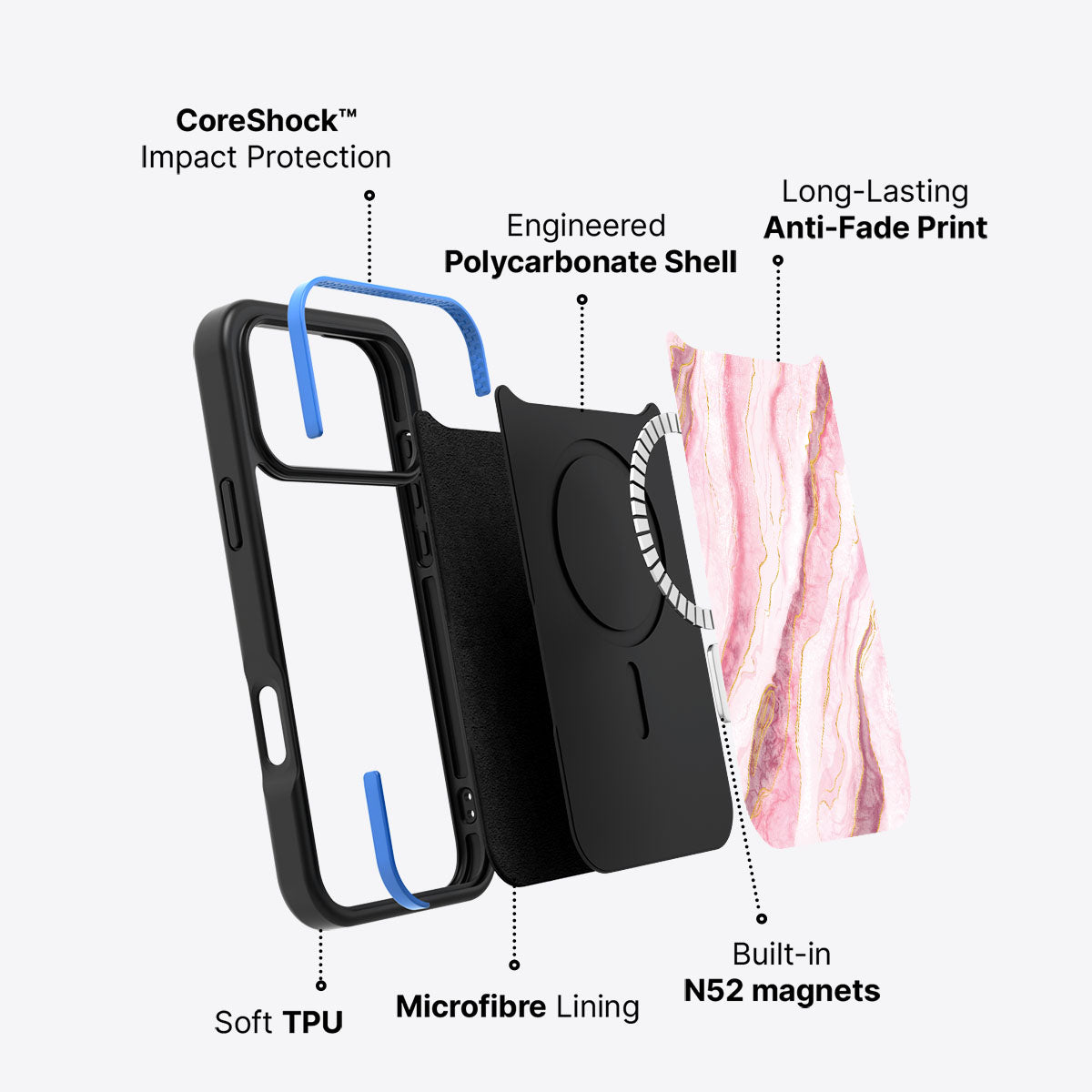 Blushed Marble - iPhone 17 Pro Case, #case type_core (magsafe)