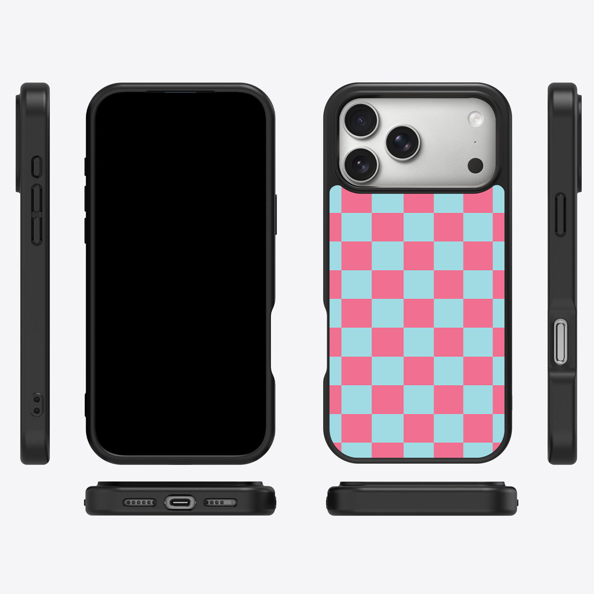 Blue Checkered Designer iPhone 17 Pro Case – Candy Floss | MagSafe