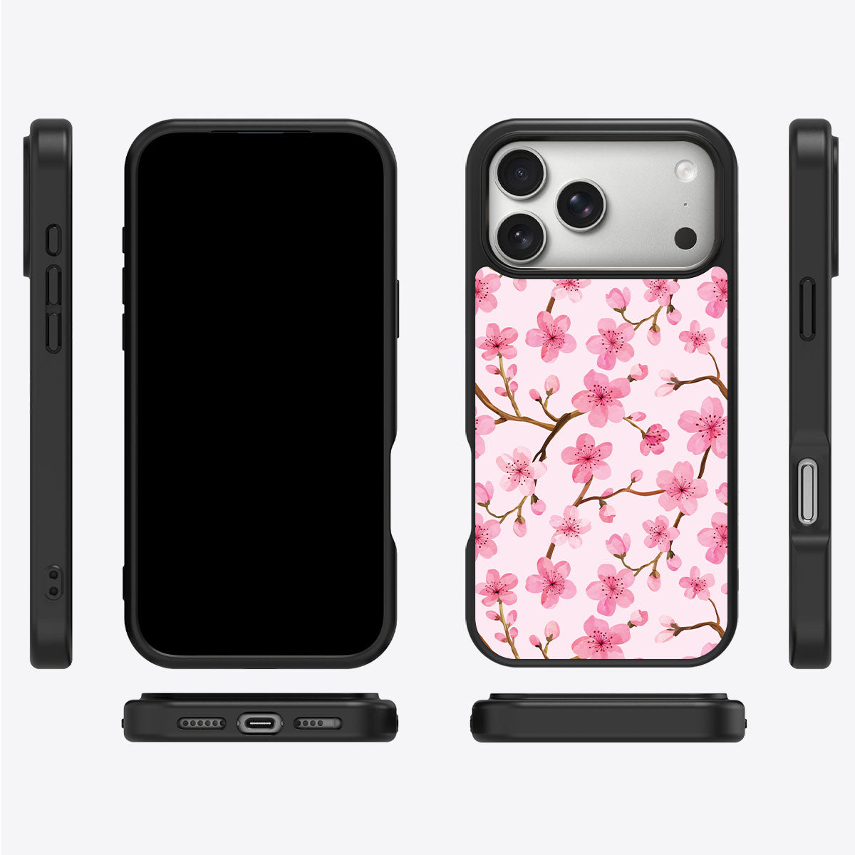 Cherry Blossom iPhone 17 Pro case cover – multi-angle view