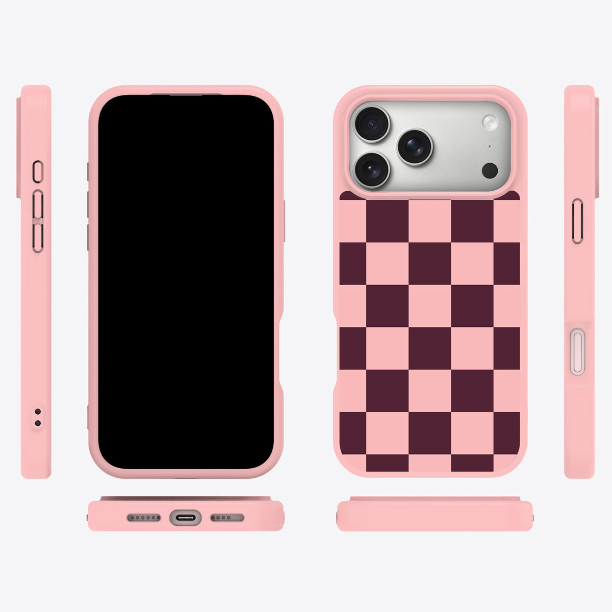 Claret Tile iPhone 17 Pro case cover – multi-angle view