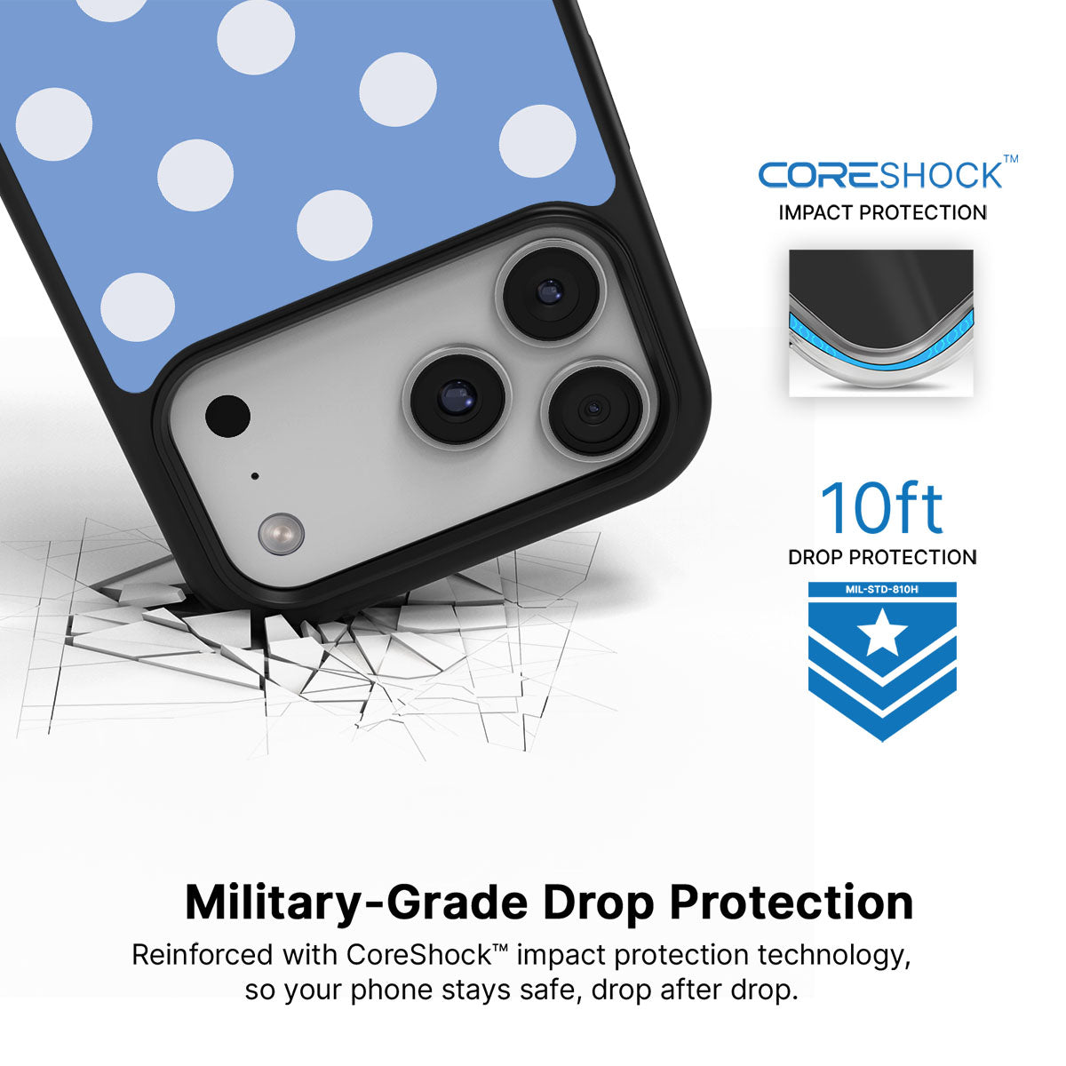 Cloud Blue iPhone 17 Pro case with drop protection