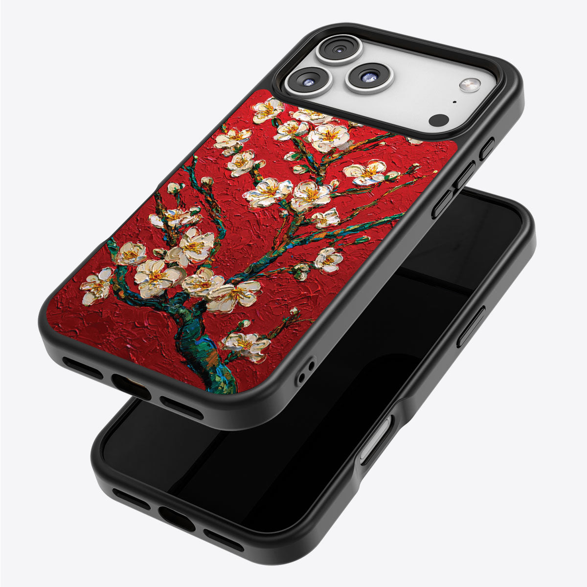 Crimson Blossom iPhone 17 Pro case – back and side view