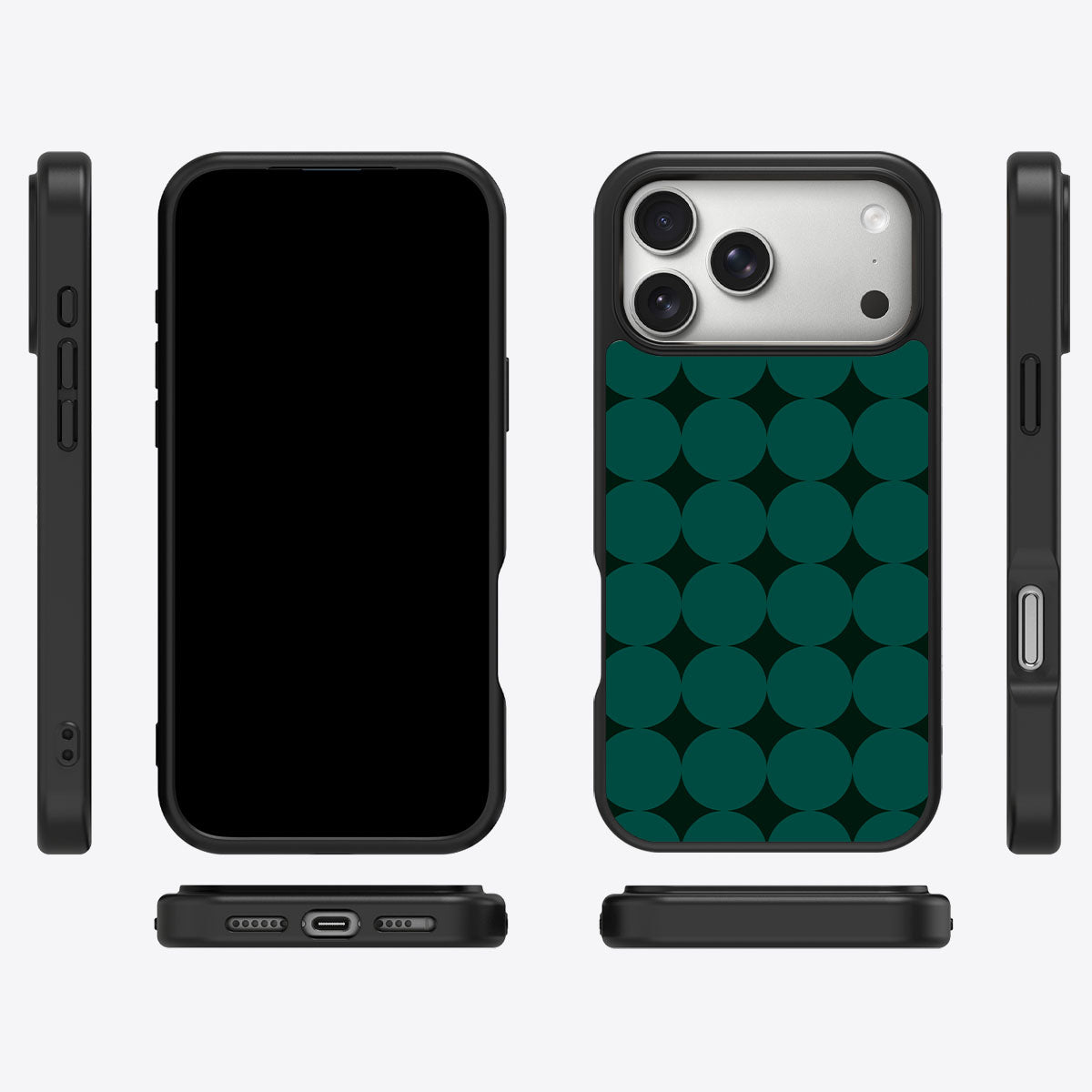 Emerald Bed iPhone 17 Pro case cover – multi-angle view
