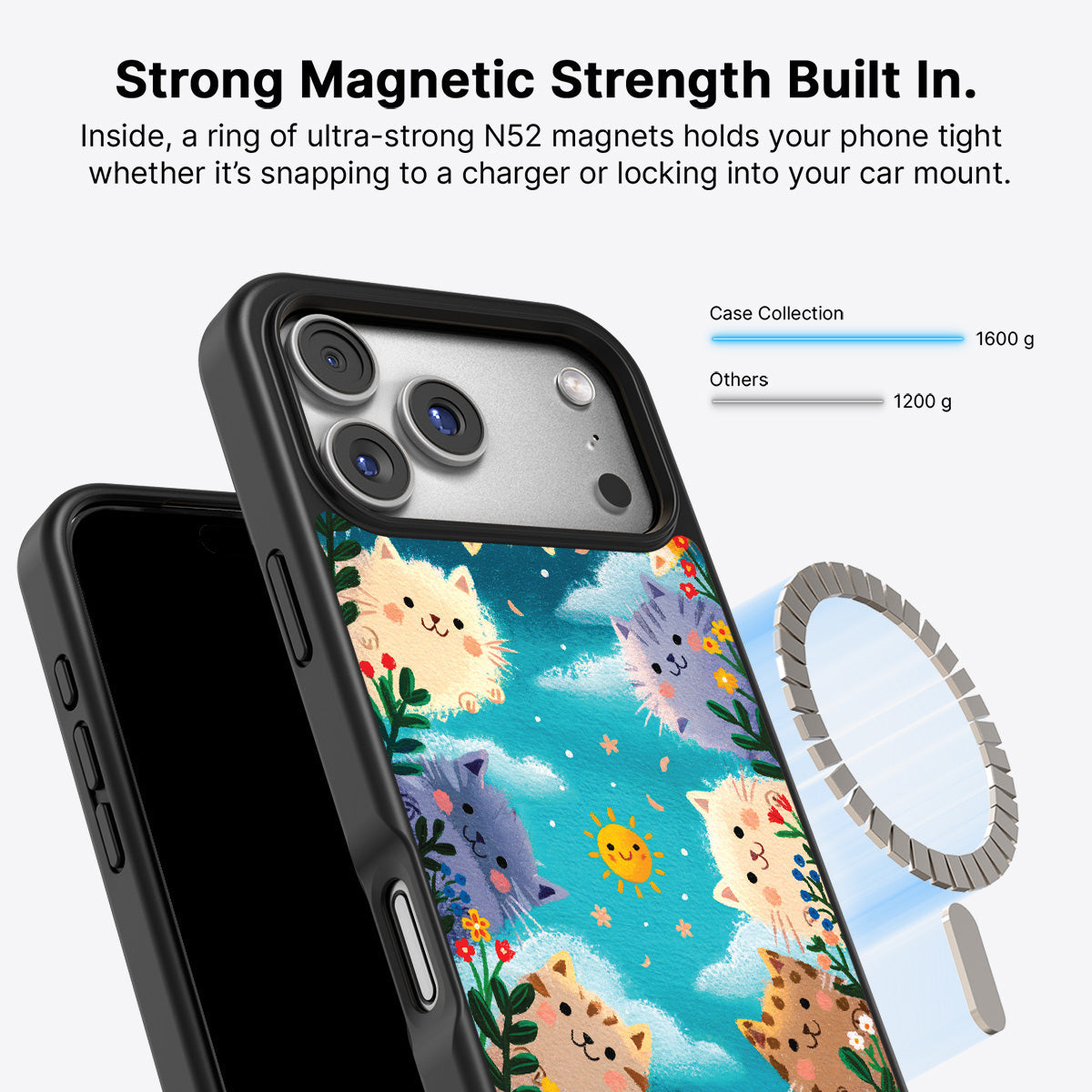 iPhone 17 Pro MagSafe case – Garden Kittens design