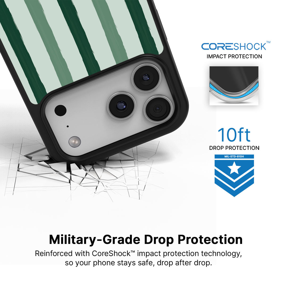 Green Watercolor Stripes - iPhone 17 Pro Case #case type_core (magsafe), #case type_core (non magsafe)