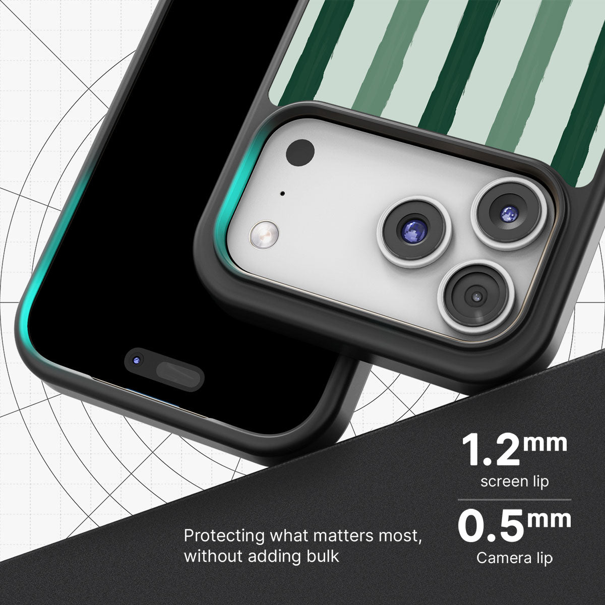 Green Watercolor Stripes - iPhone 17 Pro Case #case type_core (magsafe), #case type_core (non magsafe)