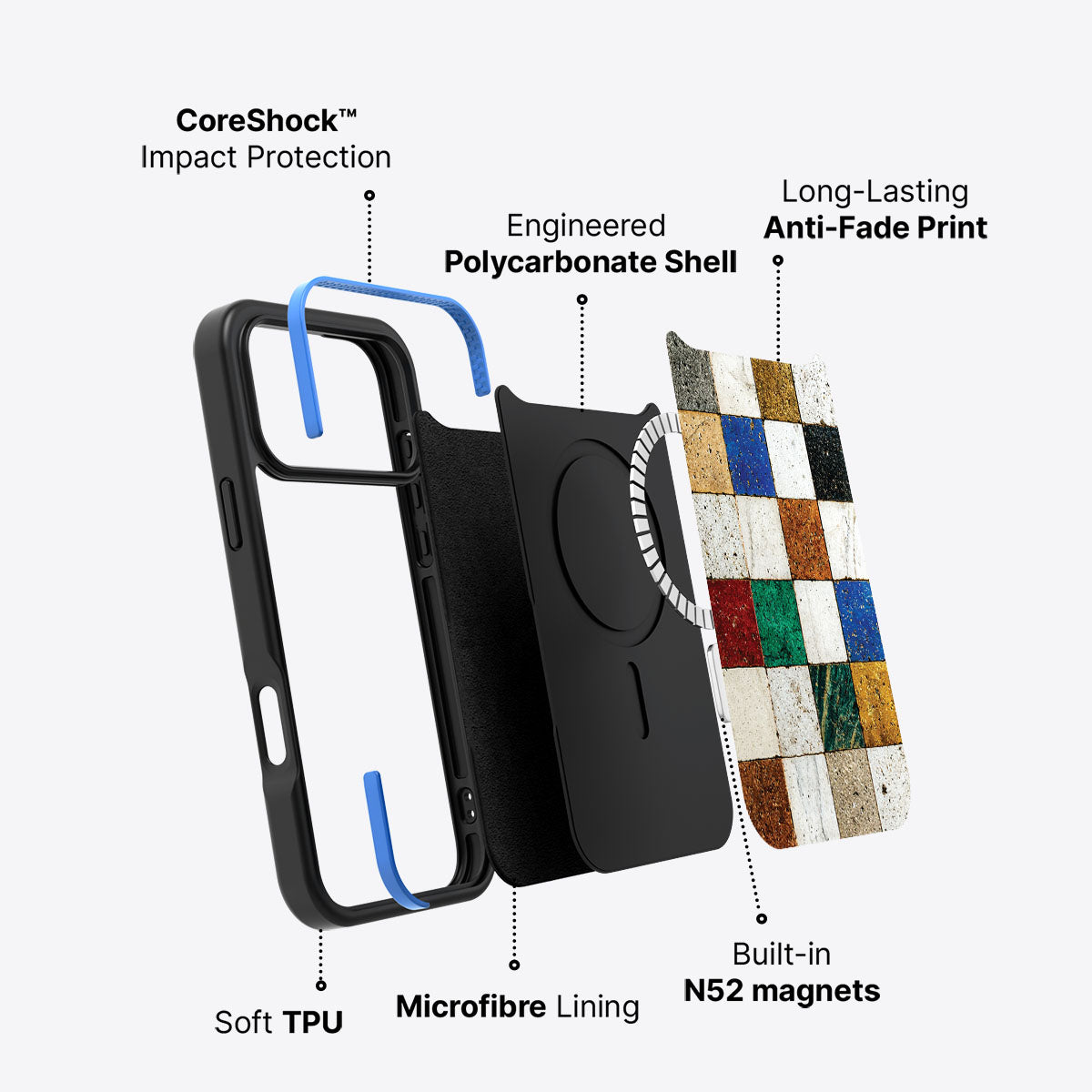 iPhone 17 Pro case construction – Heritage Mosaic phone case