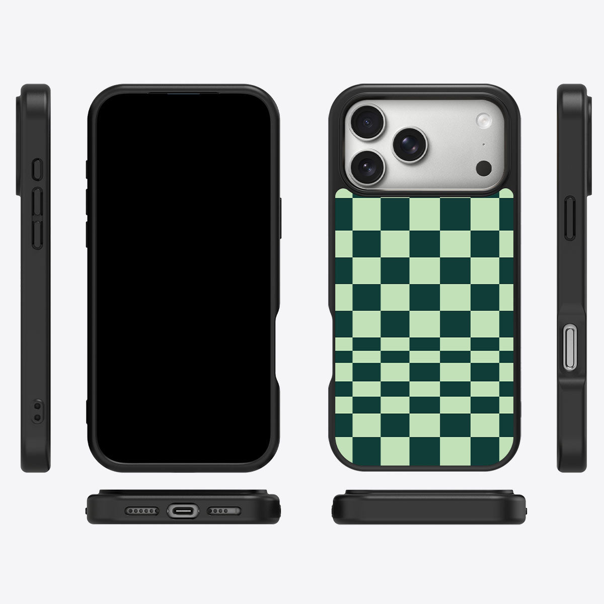 Mint Matrix iPhone 17 Pro case cover – multi-angle view