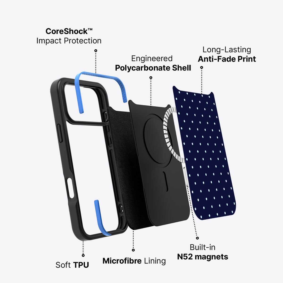 iPhone 17 Pro case construction – Navy Whisper phone case