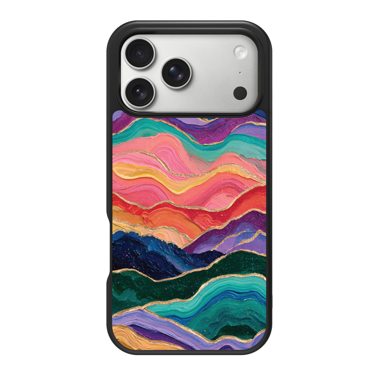 Painted Peaks design back view – iPhone 17 Pro case