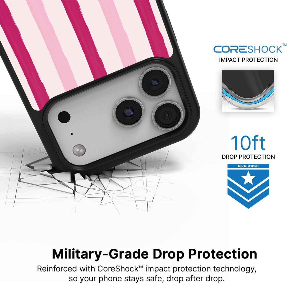 Pink Watercolor Stripes - iPhone 17 Pro Case #case type_core (magsafe), #case type_core (non magsafe)