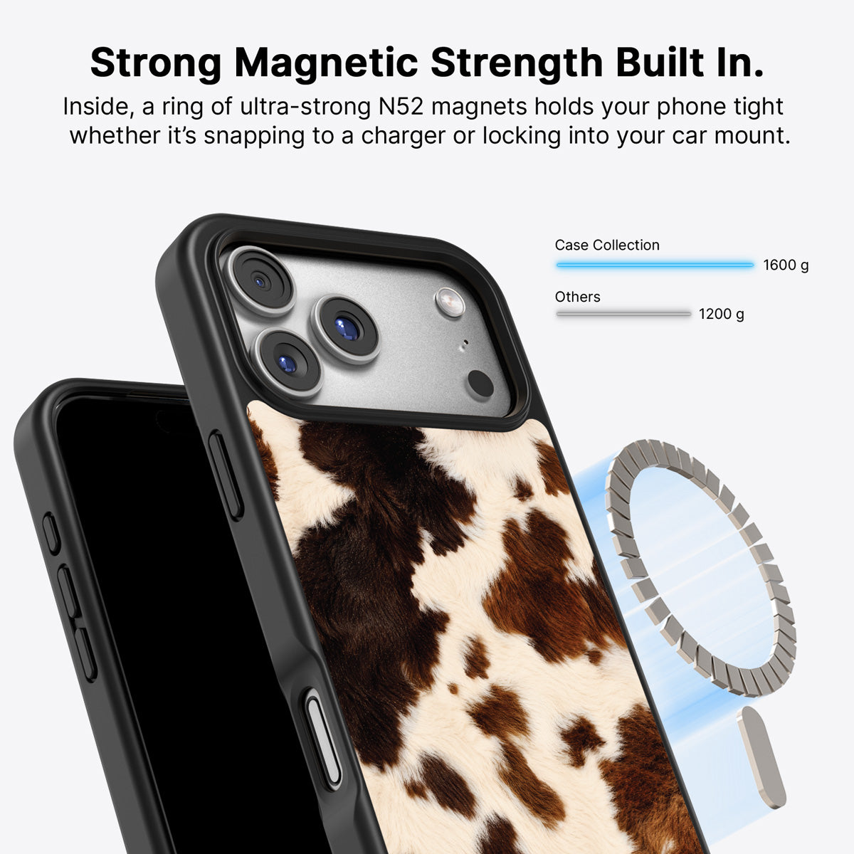 Cowhide Designer iPhone 17 Pro Case – Swiss Cow | MagSafe