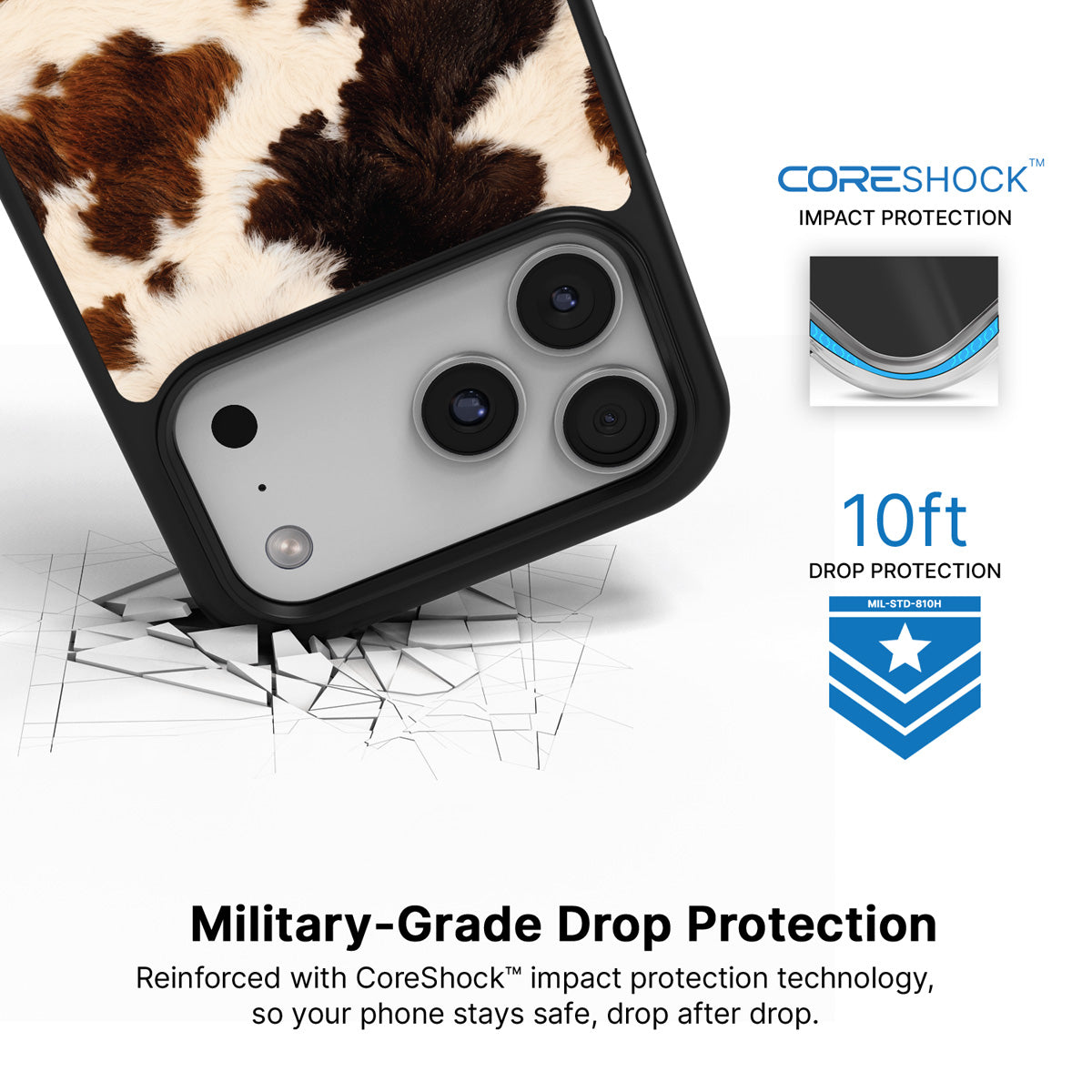 Cowhide Designer iPhone 17 Pro Case – Swiss Cow | MagSafe