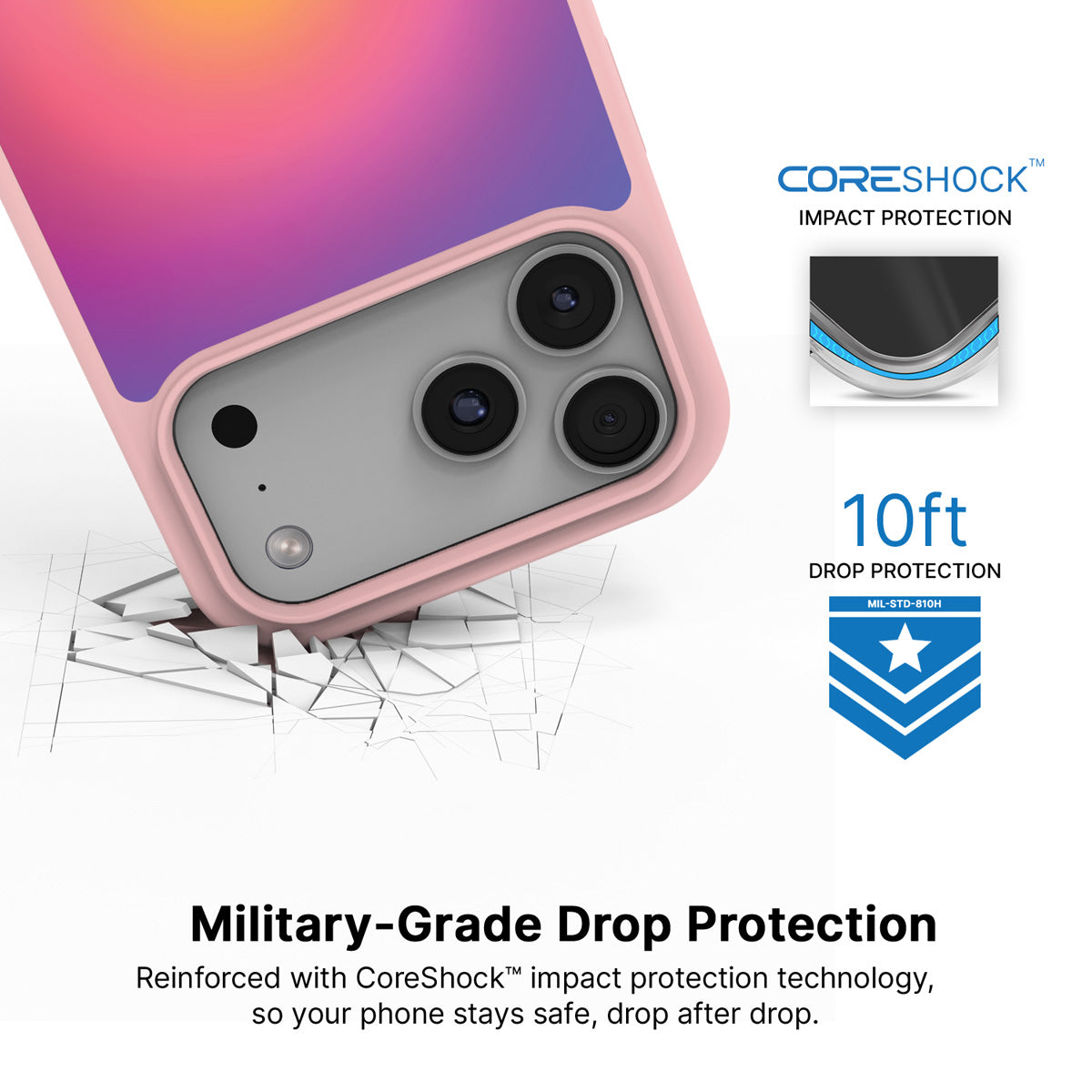 Aura Glow iPhone 17 Pro Max case with drop protection