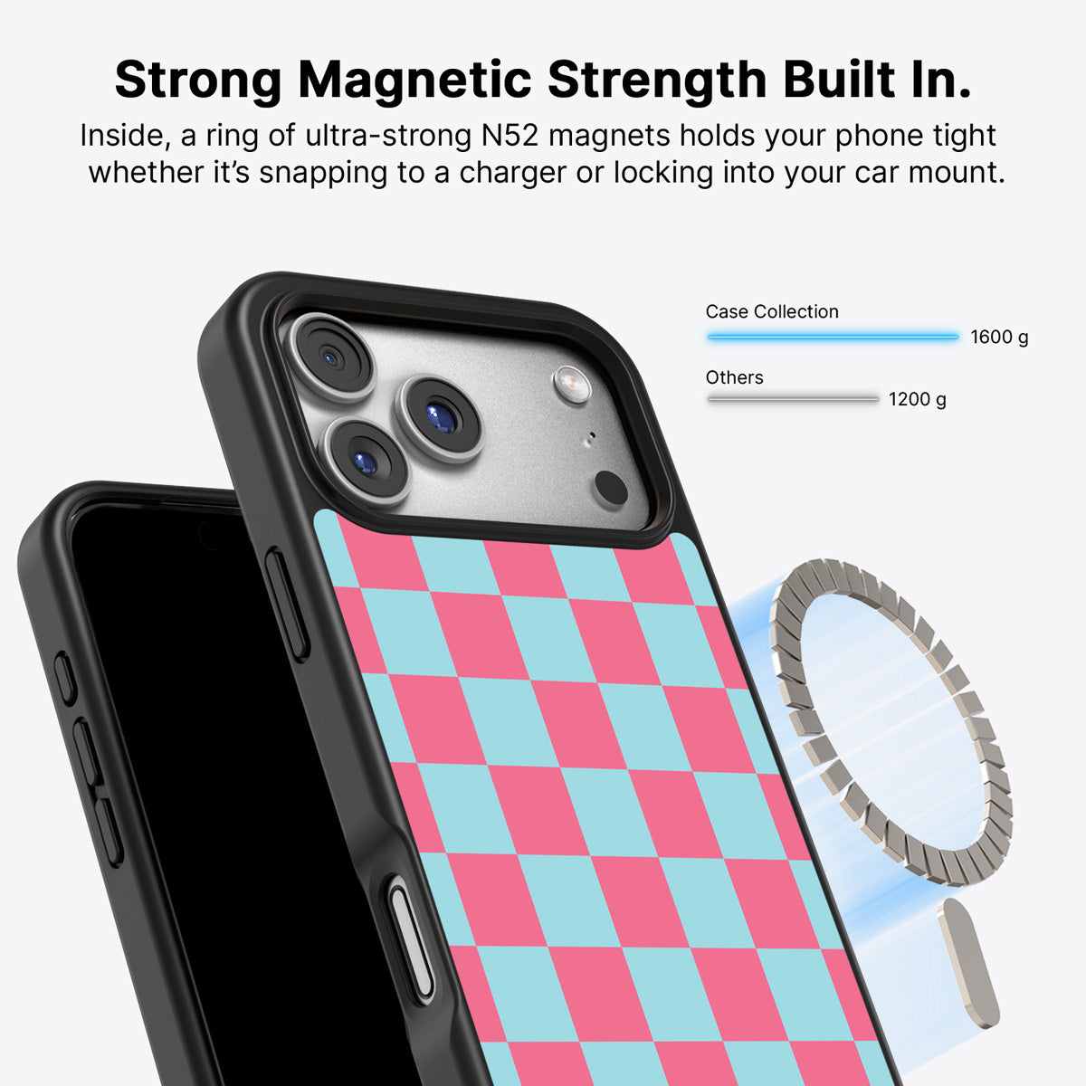 Blue Checkered Designer iPhone 17 Pro Max Case – Candy Floss | MagSafe