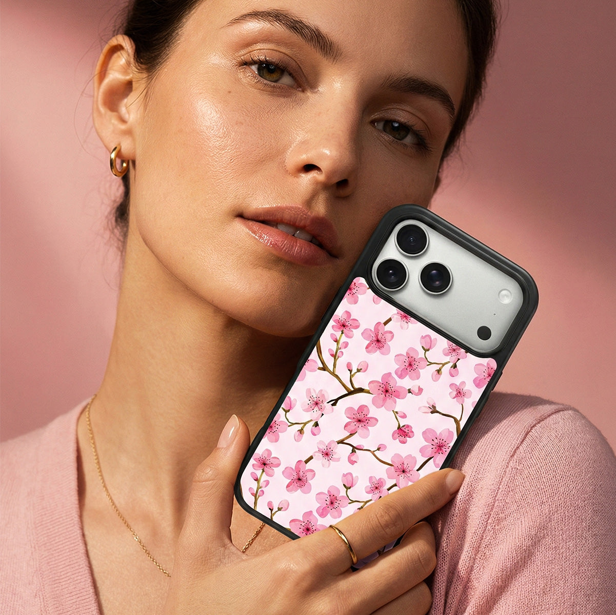 Cherry Blossom iPhone 17 Pro phone case lifestyle photo