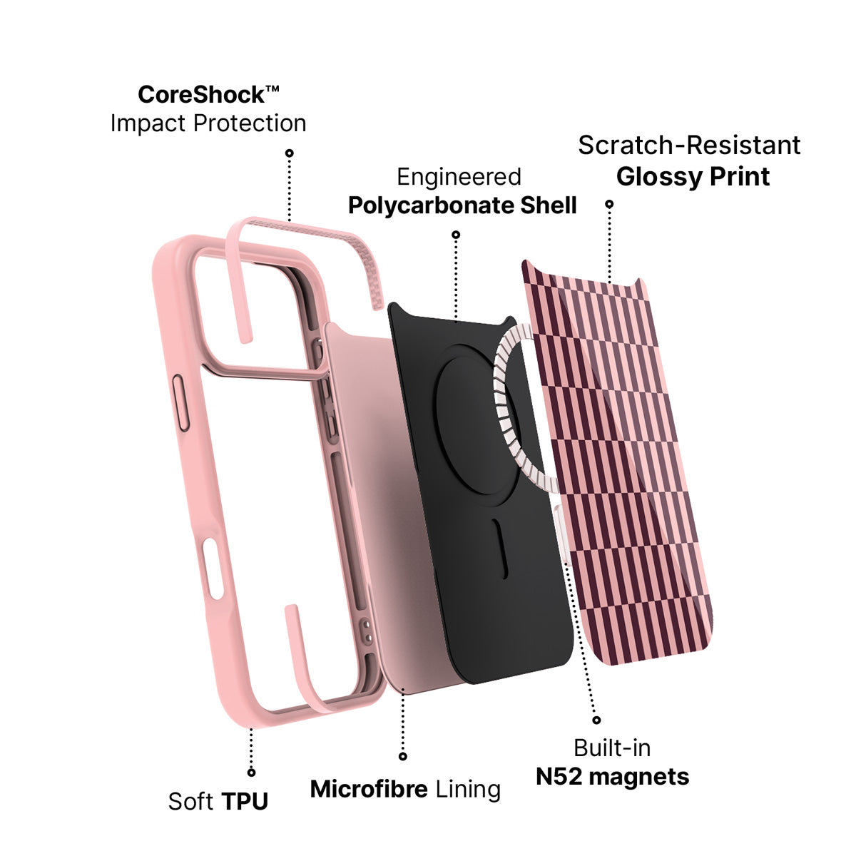 iPhone 17 Pro Max case construction – Claret Stack phone case