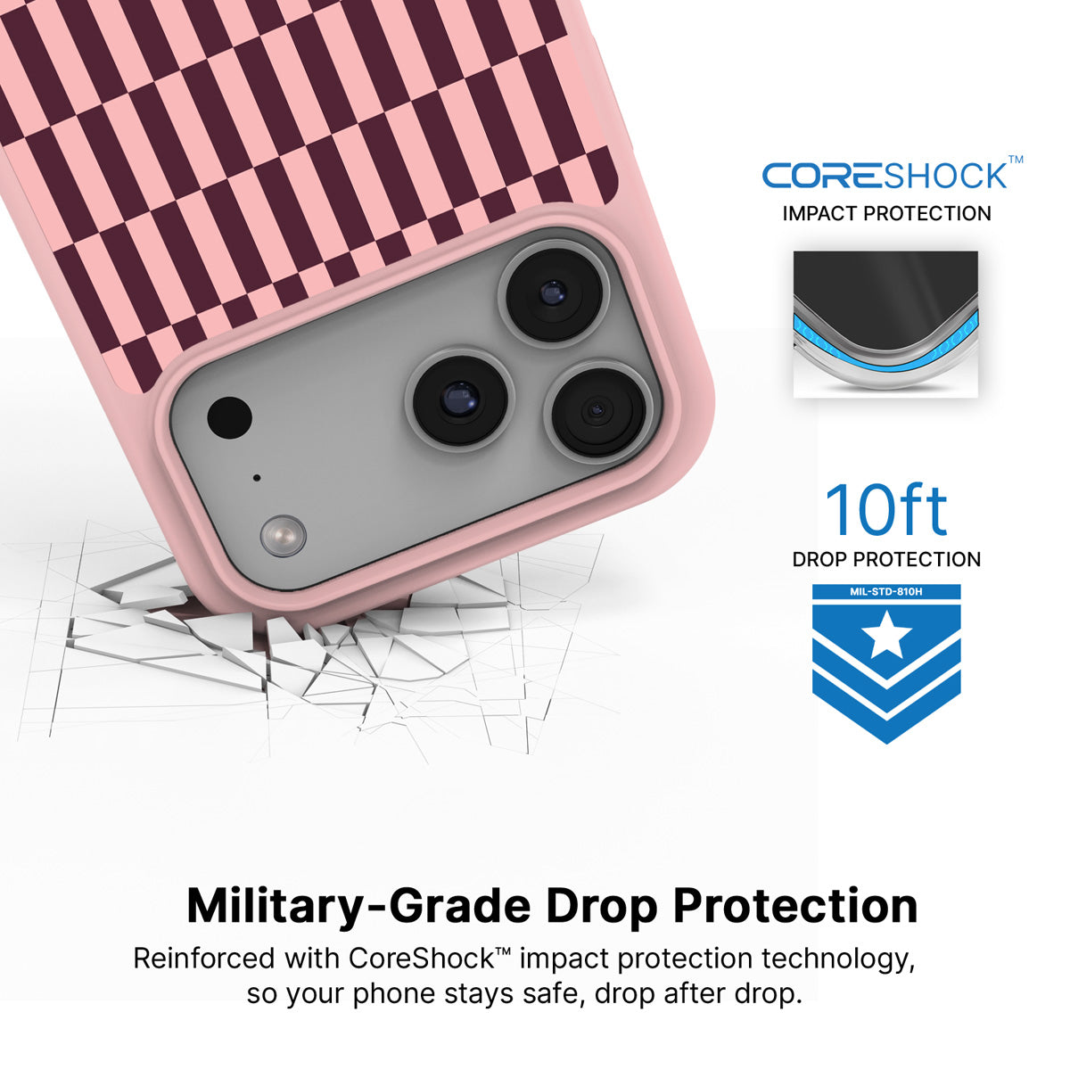 Claret Stack iPhone 17 Pro Max case with drop protection