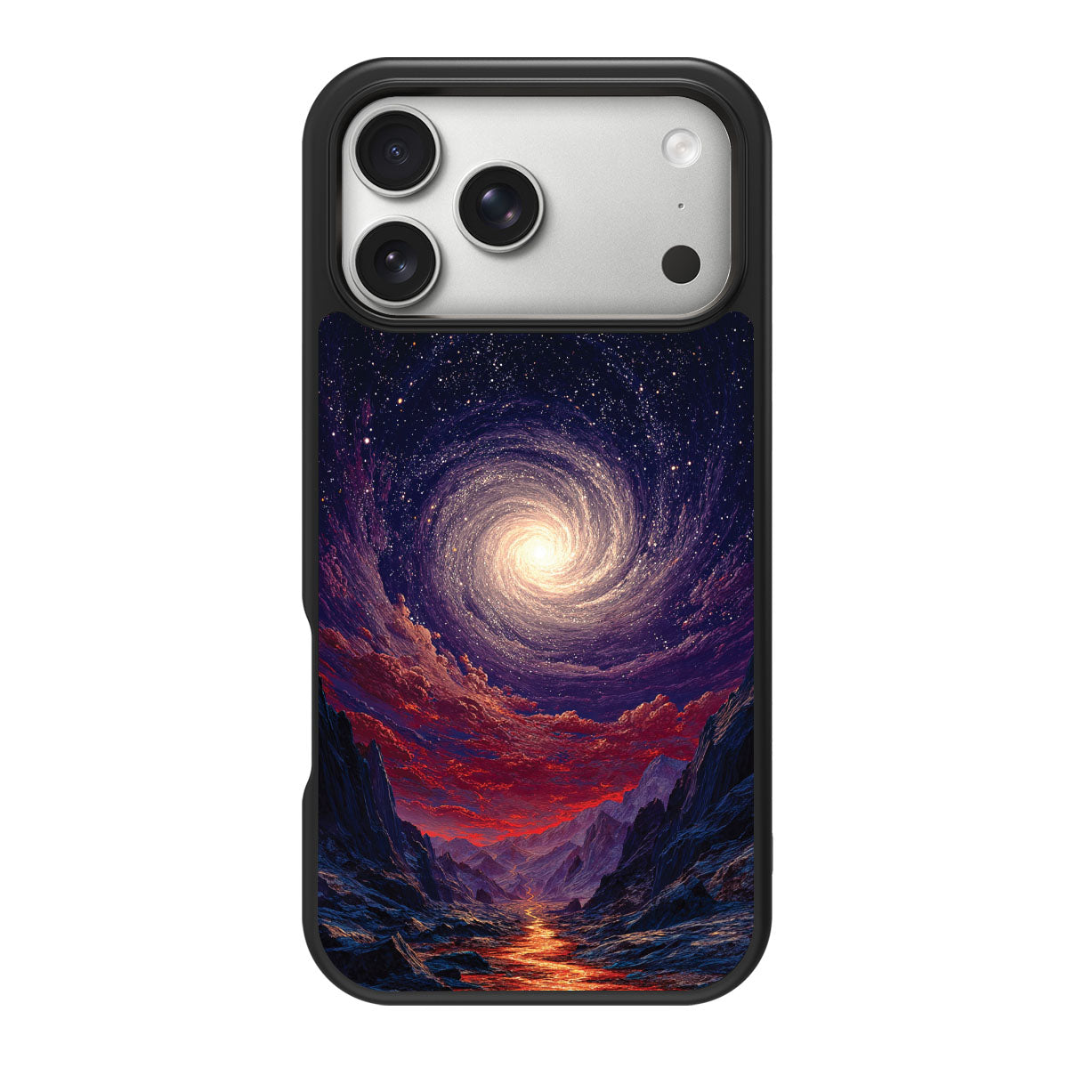 Cosmic Vortex design back view – iPhone 17 Pro Max case