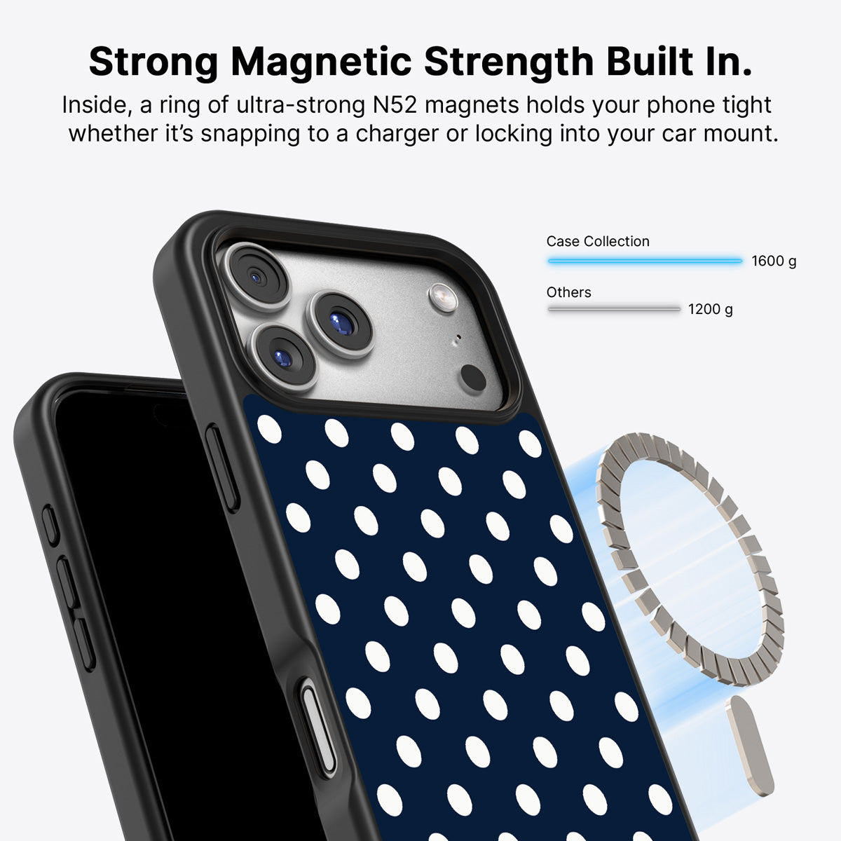 Navy Polka Dot iPhone 17 Pro Max Case – Deep Sea | MagSafe