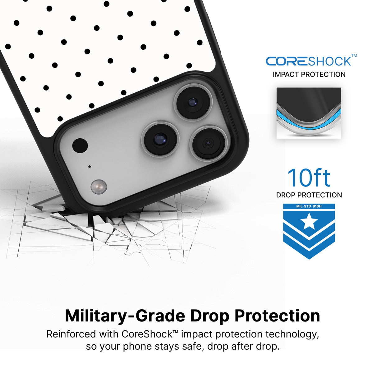 Ivory Sprinkle iPhone 17 Pro Max case with drop protection