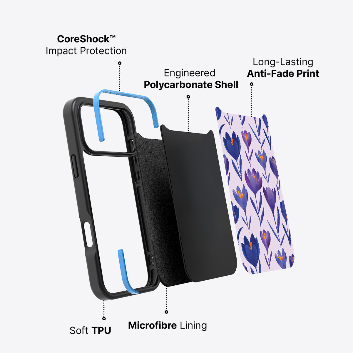 Midnight Crocus - iPhone 17 Pro Max Case #case type_core (non magsafe)