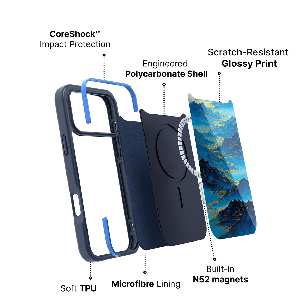 MagSafe case construction – Ethereal Dawn phone case