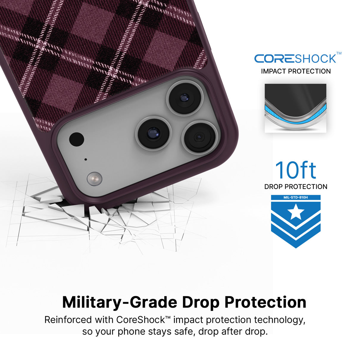 Merlot Weave iPhone 18 Pro case with drop protection