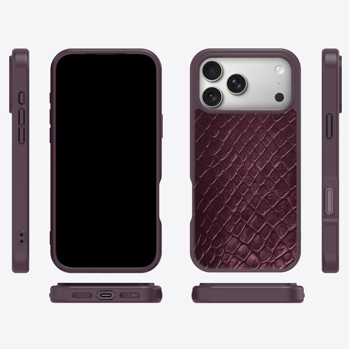 Wine Python iPhone 18 Pro case cover – multi-angle view