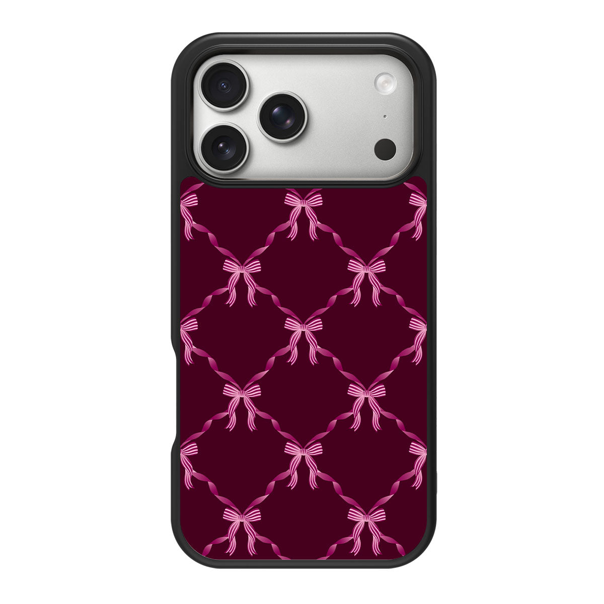 Bordeaux Bow design back view – iPhone 18 Pro Max case