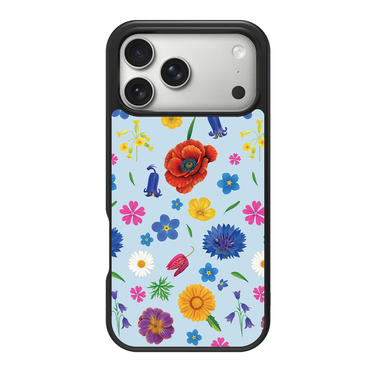 British Wildflowers design back view – iPhone 18 Pro Max case