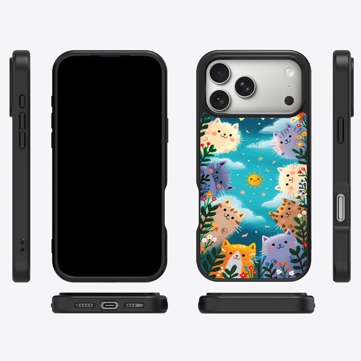Garden Kittens iPhone 18 Pro Max case cover – multi-angle view