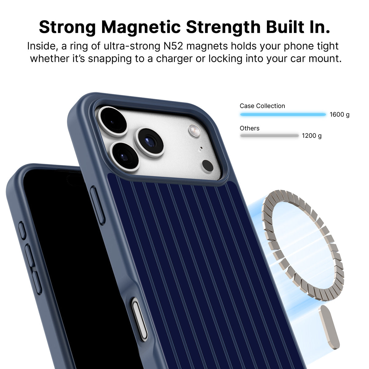 iPhone 18 Pro Max MagSafe case – Ink Pinstripe design