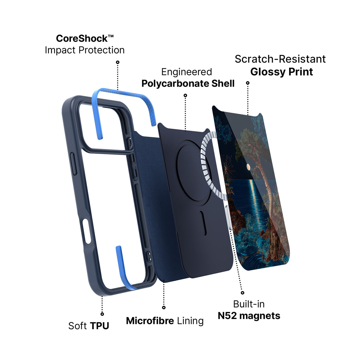 MagSafe case construction – Quiet Moon phone case