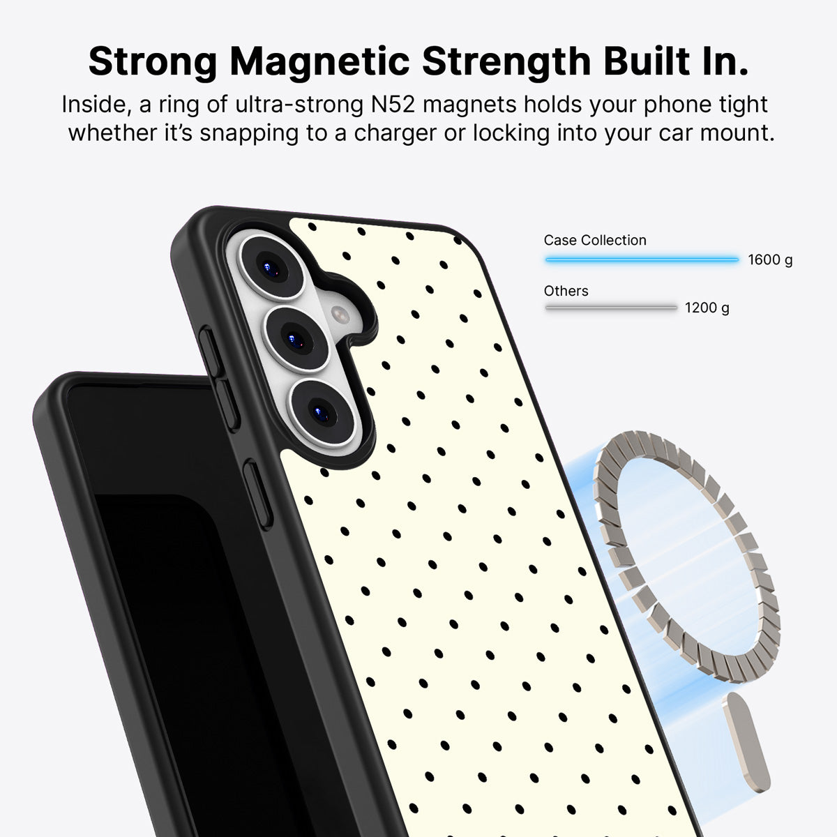 Samsung Galaxy S26 Qi2 magnetic case with N52 magnets – Ivory Sprinkle design