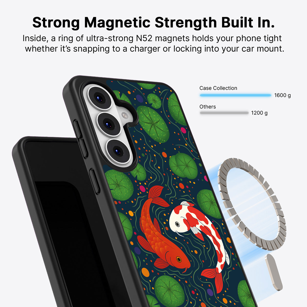 Samsung Galaxy S26 Plus Qi2 magnetic case with N52 magnets – Koi Fish design