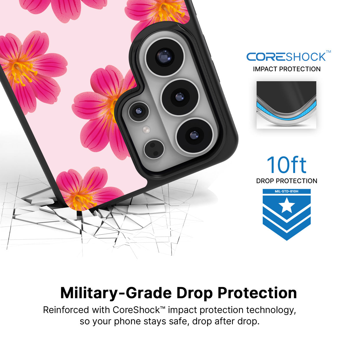 Lewisia Cotyledon Samsung Galaxy S26 Ultra case with 10ft military-grade drop protection