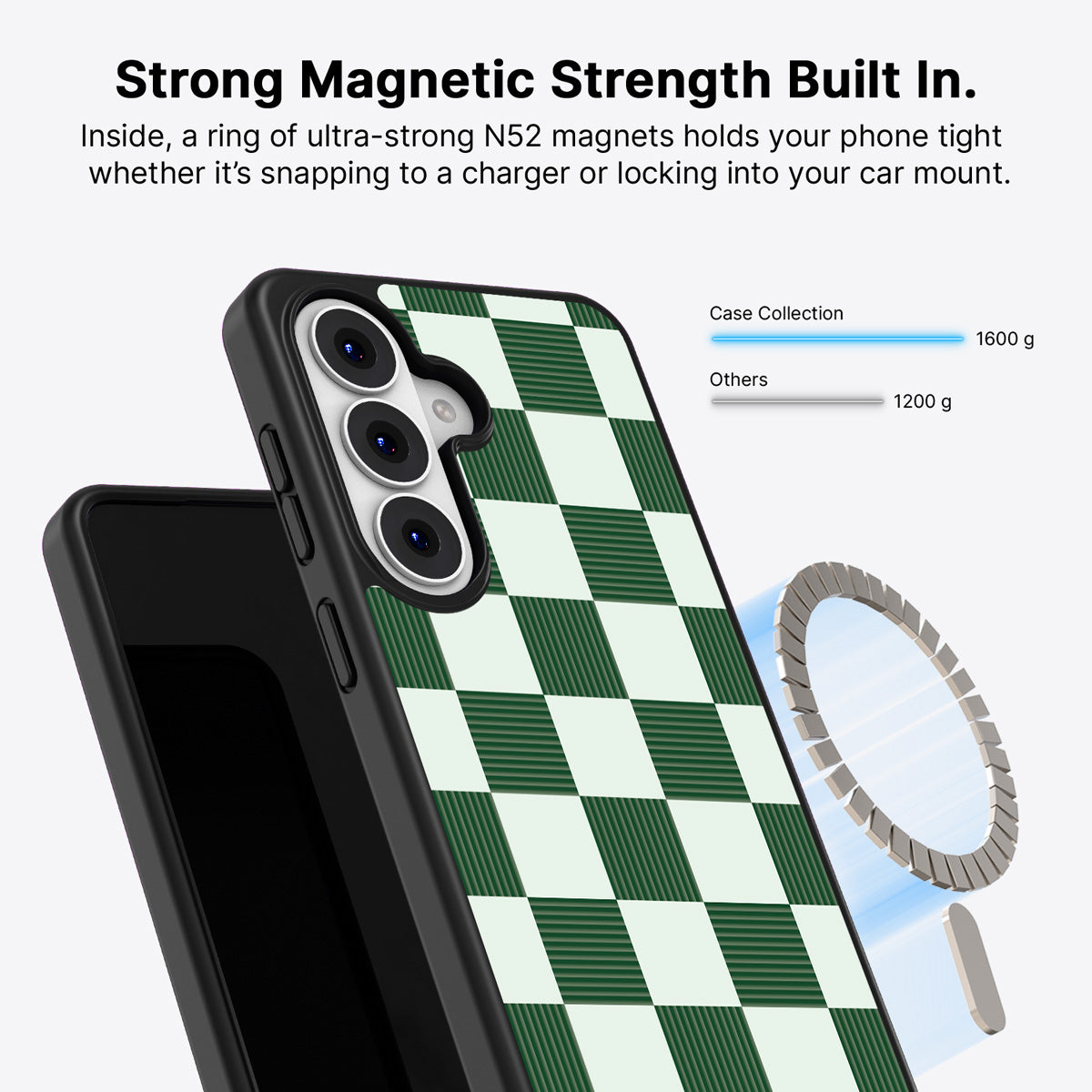 Samsung Galaxy S26 Qi2 magnetic case with N52 magnets – Luxe Emerald design