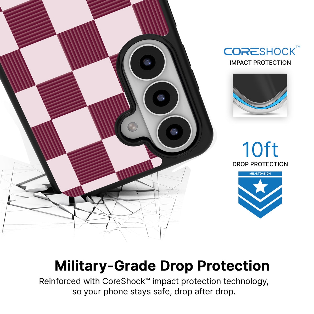Majestic Mosaic Samsung Galaxy S26 case with 10ft military-grade drop protection