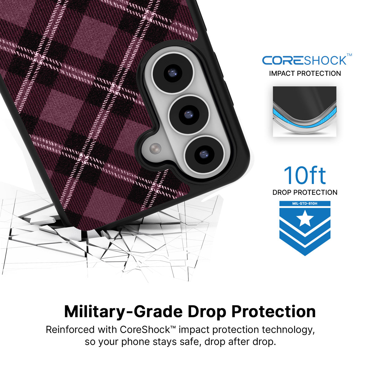 Merlot Weave Samsung Galaxy S26 case with 10ft military-grade drop protection