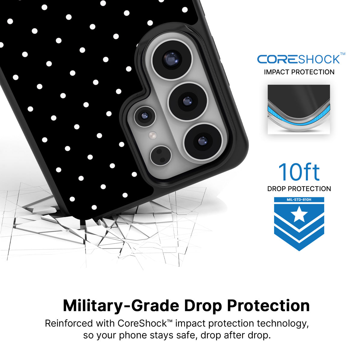 Midnight Confetti Samsung Galaxy S26 Ultra case with 10ft military-grade drop protection