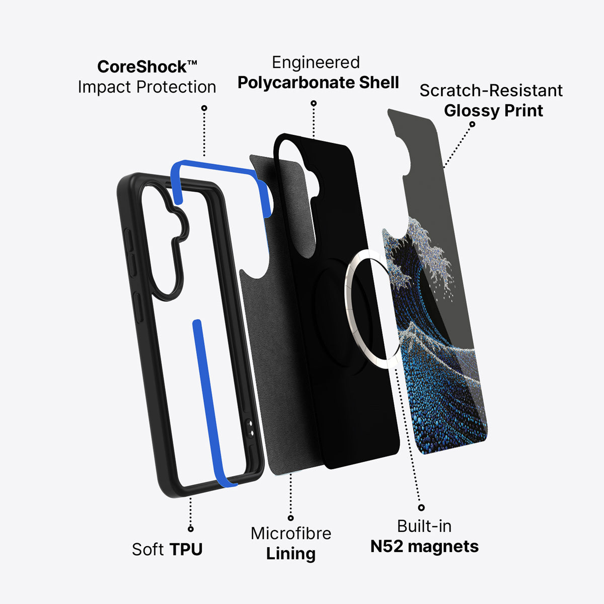 Samsung Galaxy S26 Plus case construction and features – Midnight Tide phone case